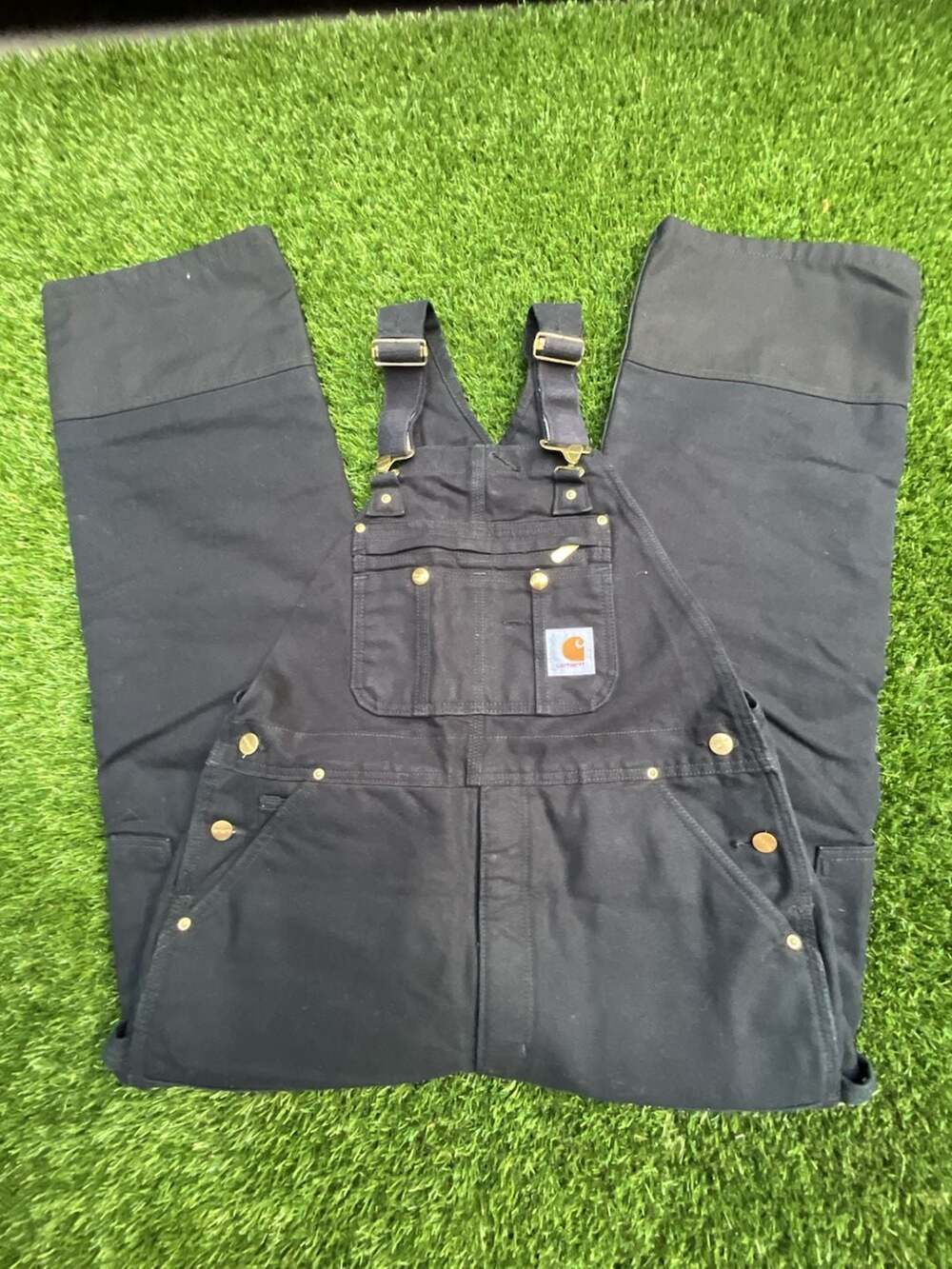 Carhartt R41-BLK Quilt-Lined Zip-to-Thigh Bib Overalls, 36x30